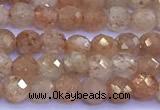 CSS837 15 inches 4mm faceted round golden sunstone beads