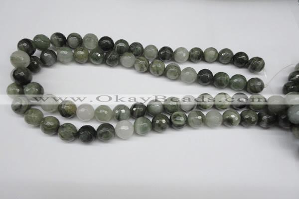 CSW15 15.5 inches 12mm faceted round seaweed quartz beads wholesale