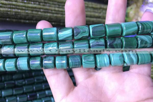 CTB259 15.5 inches 10*10mm - 10*12mm tube natural malachite beads