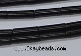 CTB318 15.5 inches 4*13mm tube black stone beads wholesale