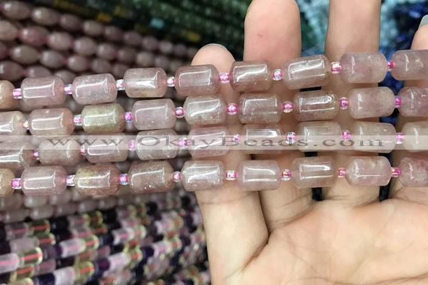 CTB604 15.5 inches 8*12mm tube strawberry quartz beads wholesale