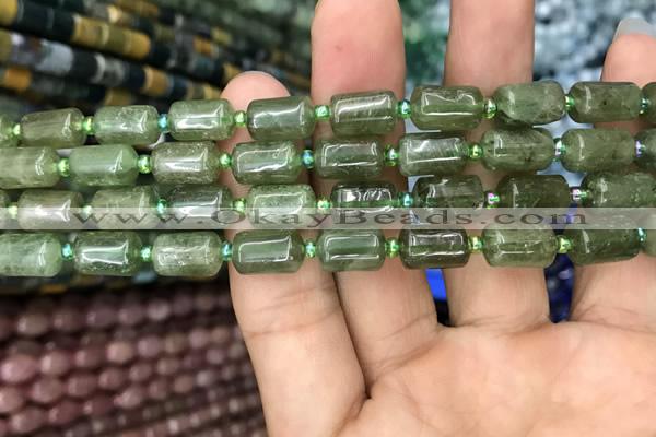 CTB605 15.5 inches 7*11mm tube green strawberry quartz beads wholesale