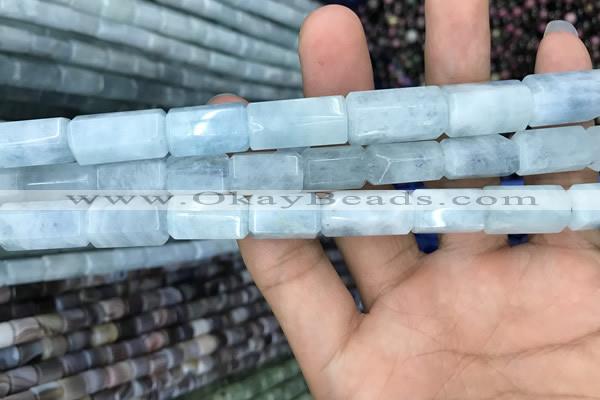 CTB611 15.5 inches 8*12mm - 10*17mm faceted tube aquamarine beads