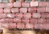 CTB616 15.5 inches 11*16mm - 12*18mm faceted tube rose quartz beads