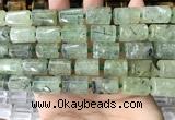 CTB621 11*16mm - 12*18mm faceted tube green rutilated quartz beads