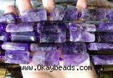 CTB671 14*27mm - 15*28mm faceted flat tube amethyst beads