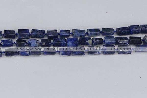 CTB735 15.5 inches 6*10mm - 8*12mm faceted tube sodalite beads