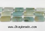 CTB851 13*25mm - 15*28mm faceted flat tube amazonite beads