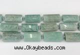 CTB852 13*25mm - 15*28mm faceted flat tube amazonite beads