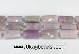 CTB854 13*25mm - 15*28mm faceted flat tube kunzite beads