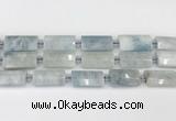 CTB859 13*25mm - 15*28mm faceted flat tube aquamarine beads