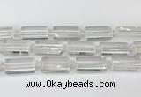 CTB860 13*25mm - 15*28mm faceted flat tube white crystal beads