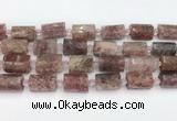 CTB879 13*25mm - 14*19mm faceted tube strawberry quartz beads