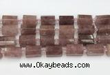 CTB880 13*25mm - 14*19mm faceted tube strawberry quartz beads