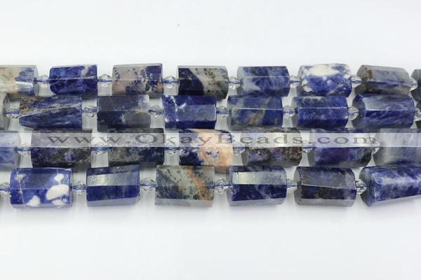 CTB889 15.5 inches 13*25mm - 14*19mm faceted tube sodalite beads