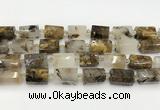 CTB892 15.5 inches 13*25mm - 14*19mm faceted tube scenic quartz beads