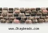 CTB895 15.5 inches 10*14mm faceted tube rhodonite gemstone beads