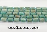 CTB898 15.5 inches 10*14mm faceted tube amazonite gemstone beads