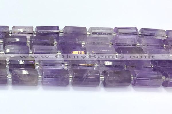 CTB903 15 inches 10*16mm faceted tube amethyst beads