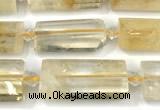 CTB918 13*25mm - 15*28mm faceted flat tube citrine beads