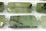 CTB926 13*25mm - 15*28mm faceted flat tube green rutilated quartz beads