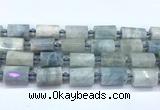 CTB940 15 inches 13*25mm - 14*19mm faceted tube aquamarine beads