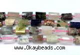 CTB949 15 inches 13*25mm - 14*19mm faceted tube mixed gemstone beads