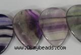 CTD06 Top drilled 22*30mm flat teardrop fluorite gemstone beads