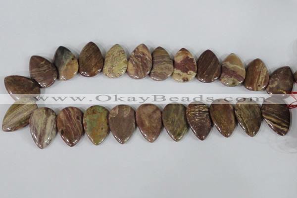 CTD09 Top drilled 22*30mm flat teardrop jasper gemstone beads