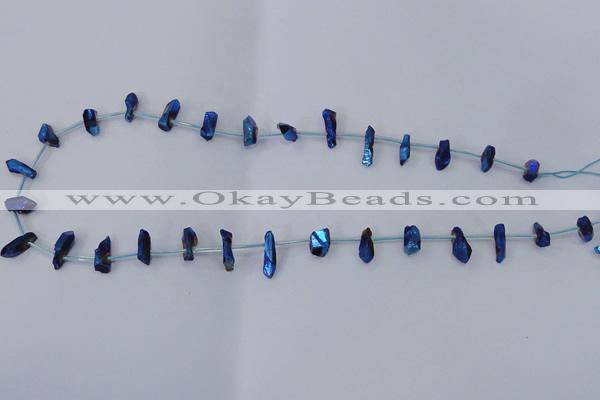 CTD1103 Top drilled 4*12mm - 5*18mm nuggets plated quartz beads