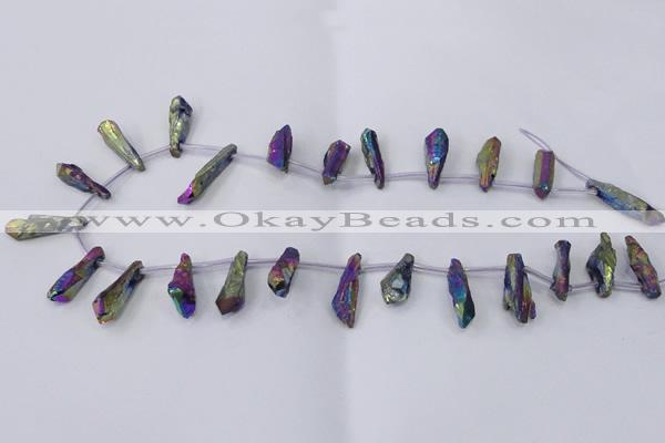 CTD1113 Top drilled 8*25mm - 10*30mm nuggets plated quartz beads