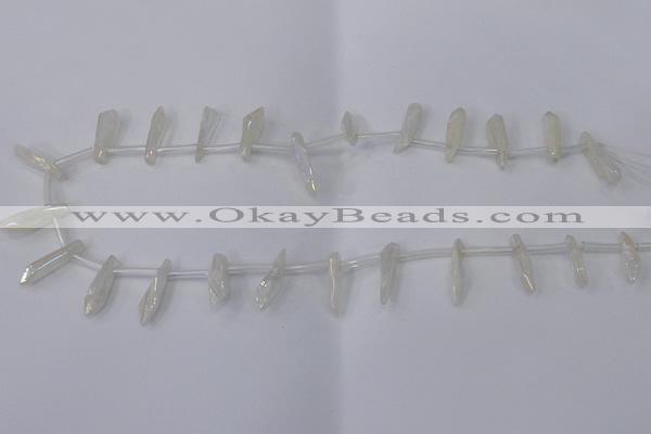 CTD1132 Top drilled 4*12mm - 6*20mm nuggets plated quartz beads