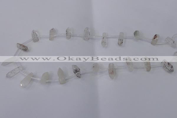 CTD1137 Top drilled 6*15mm - 8*20mm nuggets white crystal beads