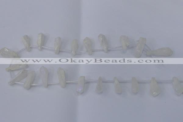 CTD1142 Top drilled 8*25mm - 10*30mm nuggets white crystal beads