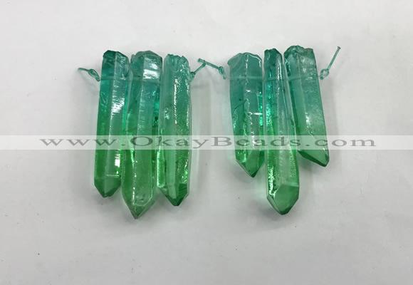 CTD1221 Top drilled 7*30mm - 9*45mm sticks plated quartz beads