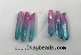 CTD1224 Top drilled 7*30mm - 9*45mm sticks plated quartz beads