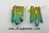 CTD1227 Top drilled 7*30mm - 9*45mm sticks plated quartz beads