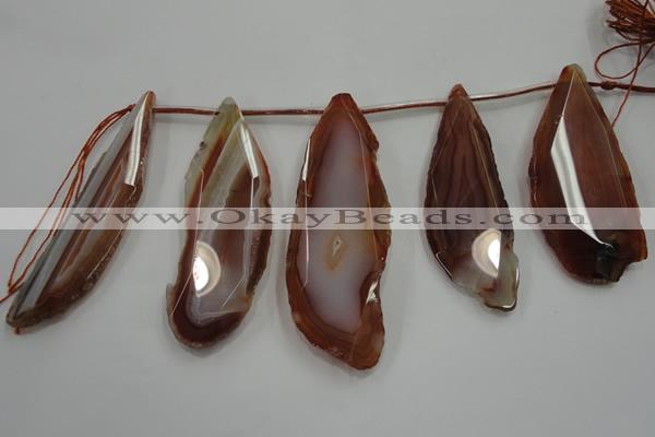 CTD1540 Top drilled 25*60mm - 35*65mm freeform agate slab beads