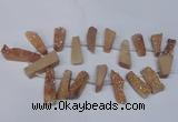 CTD1609 Top drilled 13*25mm - 15*45mm freeform plated druzy quartz beads