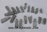 CTD1610 Top drilled 13*25mm - 15*45mm freeform plated druzy quartz beads