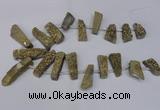 CTD1612 Top drilled 13*25mm - 15*45mm freeform plated druzy quartz beads