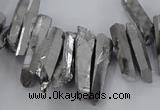 CTD1623 Top drilled 4*15mm - 6*35mm sticks plated quartz beads