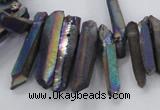 CTD1626 Top drilled 4*15mm - 6*35mm sticks plated quartz beads