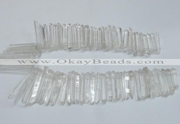 CTD1639 Top drilled 5*30mm - 7*60mm sticks white crystal beads