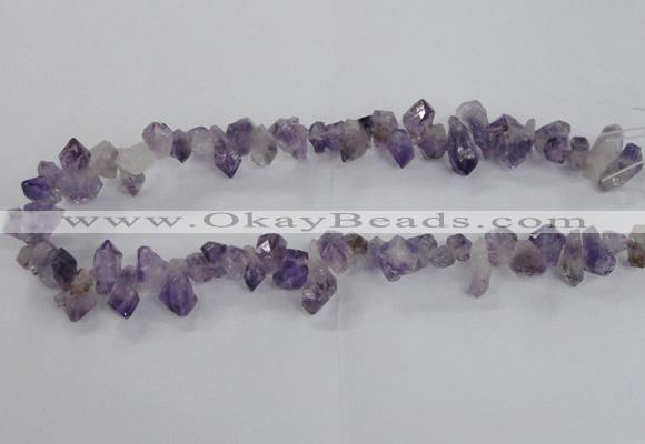 CTD1641 Top drilled 10*14mm - 10*18mm faceted nuggets amethyst beads