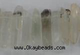 CTD1661 Top drilled 6*18mm - 8*35mm sticks green phantom quartz beads