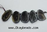 CTD1727 Top drilled 25*35mm - 25*45mm freeform Botswana agate slab beads