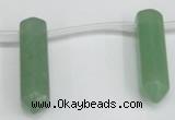 CTD1802 Top drilled 10*30mm - 10*32mm sticks green aventurine beads