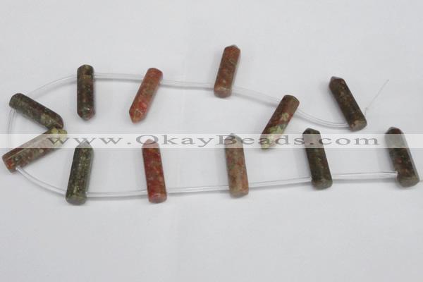 CTD1807 Top drilled 10*30mm - 10*32mm sticks unakite beads