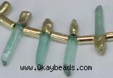 CTD1959 Top drilled 4*15mm - 6*30mm sticks dyed white crystal beads